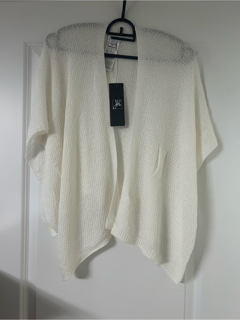 Joseph Ribkoff Open-Front Cream Knit Poncho. One Size Fits All